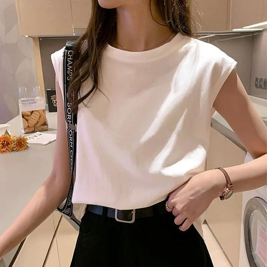 Summer Loose Round Neck Wide Sleeve T-shirt Women Student Top Outerwear Innerwear Base Shirt Comfortable Casual Style