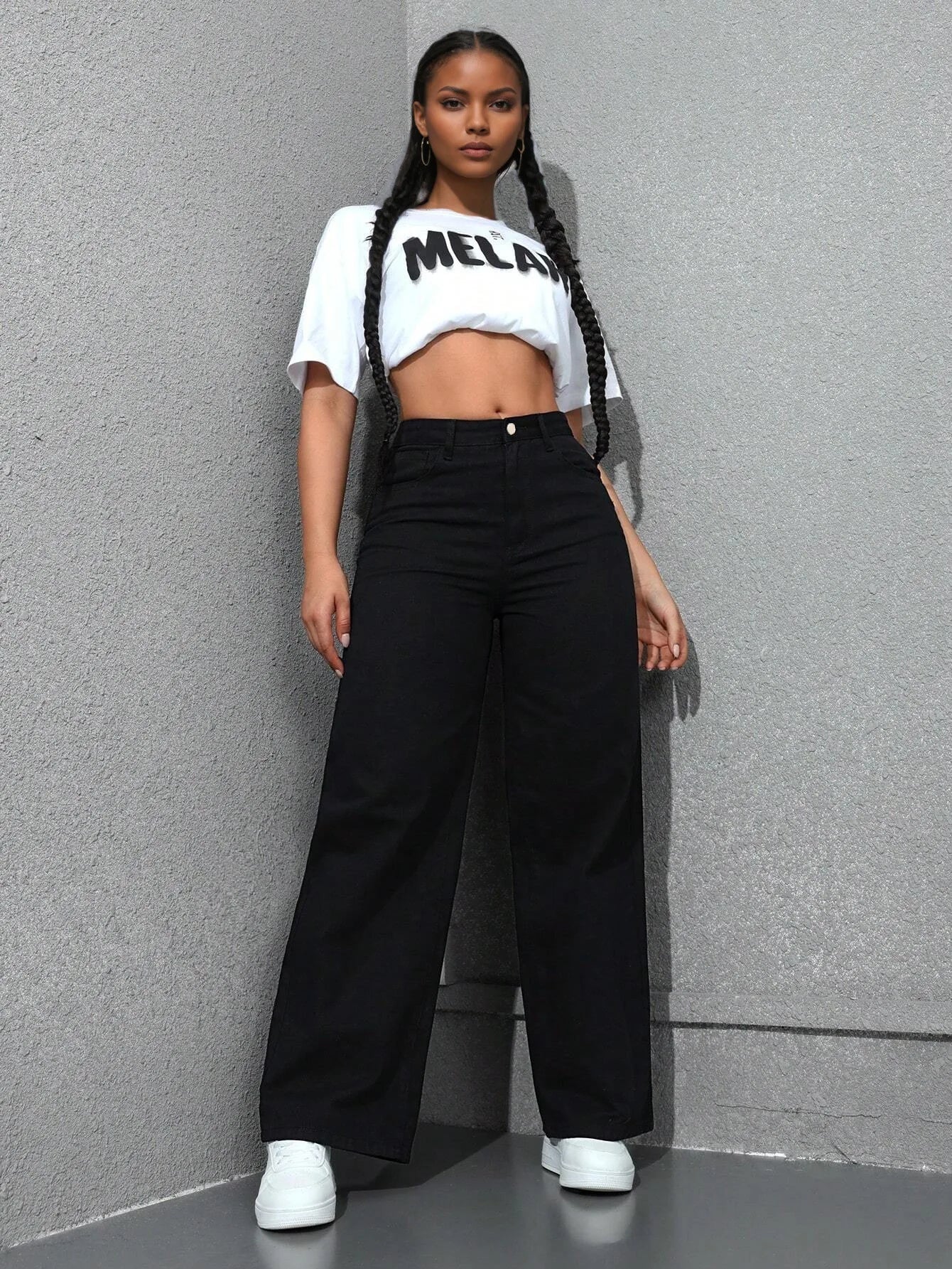 Denim Wide Leg Pants Women Streetwear Jeans Washed Distressed High Waist Straight Trousers Female Vintage Basics Floor Length