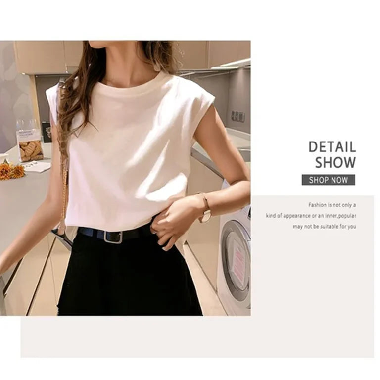 Summer Loose Round Neck Wide Sleeve T-shirt Women Student Top Outerwear Innerwear Base Shirt Comfortable Casual Style