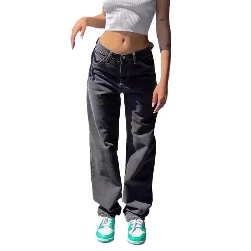 New Women's Jeans Loose and Versatile Street Wide-leg Retro Casual Denim Pants Women